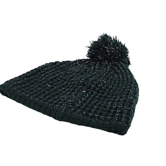 Nike Womens Black Knitted Sparkle Pom Pom Winter Soft Beanie Hat Size 7-16 - Picture 4 of 12